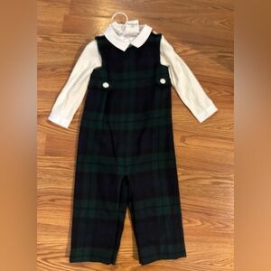 Polo Ralph Lauren Baby Boy's Plaid-Print Overalls W/ Bodysuit Set, Size 18M